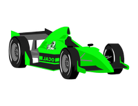 a green racing car